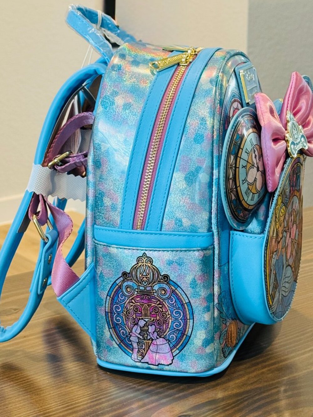 Loungefly Disney Princess Cinderella Stained Glass Mini Backpack & Ears Set NWT - Picture 3 of 6